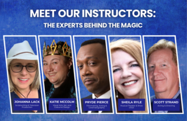 JDS Creative Academy instructors Johanna Lack, Katie McColm, Pryde Pierce, Sheila Ryle, and Scott Strand—experts in acting, filmmaking, musical theater, and creative arts.