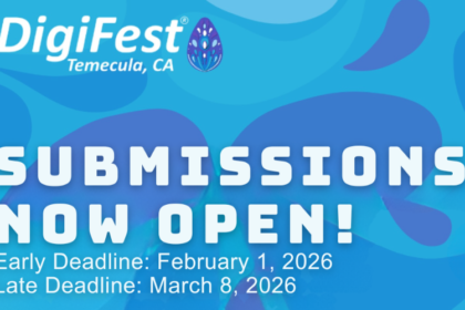 Submit your entry now graphic for DigiFest® Temecula 2025 digital arts festival creative competition.