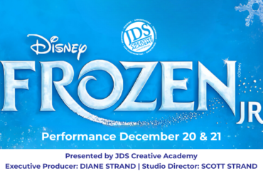 Frozen Jr. cast with Executive Producer Diane Strand and Studio Director Scott Strand at JDS Creative Academy in Temecula – kids theater and children’s musical performance