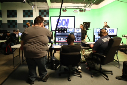 Adults participating in the Title 17 creative arts program at JDS Creative Academy in Temecula working on video and digital art projects