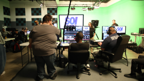 Adults participating in the Title 17 creative arts program at JDS Creative Academy in Temecula working on video and digital art projects