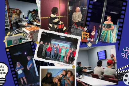 Entrepreneurs and creatives collaborating on a digital media project at JDS Studio